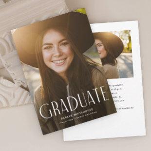 Elegant Graduate Typography Photo Graduation Invitation