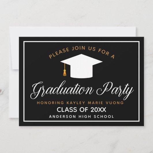 Elegant Graduation Black Gold Class of 2023 Party Invitation