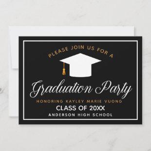 Elegant Graduation Black Gold Class of 2024 Party Invitation