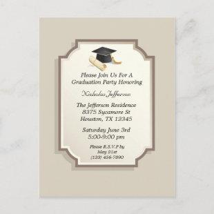 Elegant Graduation Cap Scroll Invitation