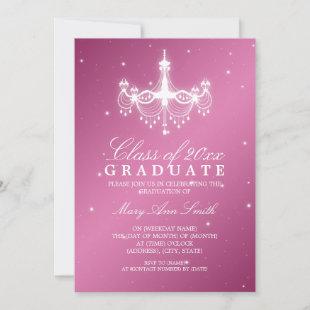 Elegant Graduation Party Classy Chandelier Pink Invitation