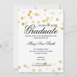 Elegant Graduation Party Gold Foil Glitter Lights Invitation