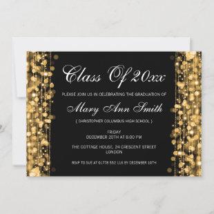 Elegant Graduation Party Gold Lights & Sparkles Invitation