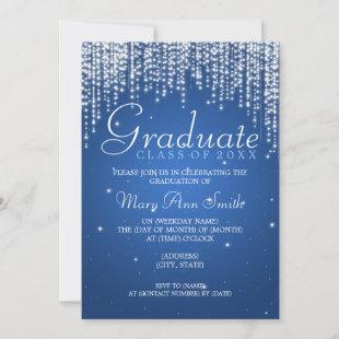 Elegant Graduation Party Night Dazzle Blue Invitation