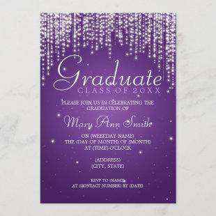 Elegant Graduation Party Night Dazzle Purple Invitation