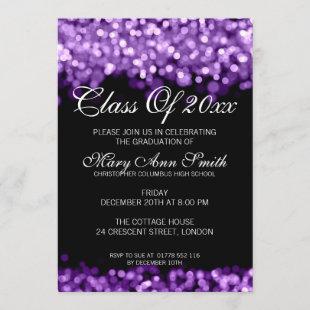 Elegant Graduation Party Purple Lights Invitation