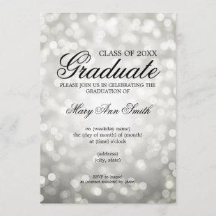 Elegant Graduation Party Sliver Glitter Lights Invitation