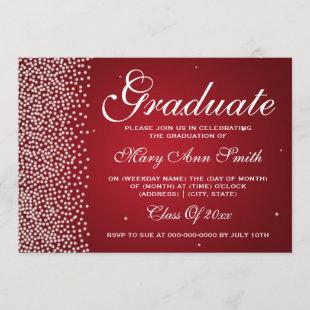 Elegant Graduation Party Sparkle Red Invitation