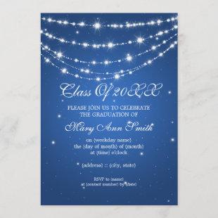 Elegant Graduation Party Sparkling Chain Blue Invitation