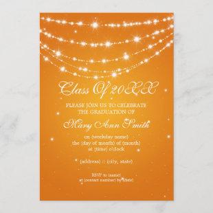 Elegant Graduation Party Sparkling Chain Orange Invitation