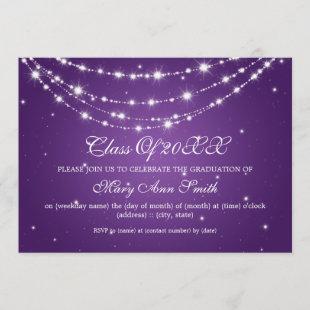 Elegant Graduation Party Sparkling Chain Purple Invitation