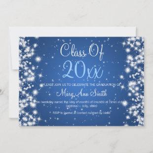 Elegant Graduation Party Winter Sparkle Blue Invitation