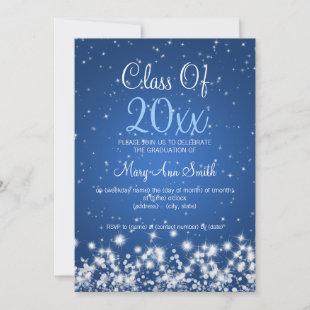 Elegant Graduation Party Winter Sparkle Blue Invitation