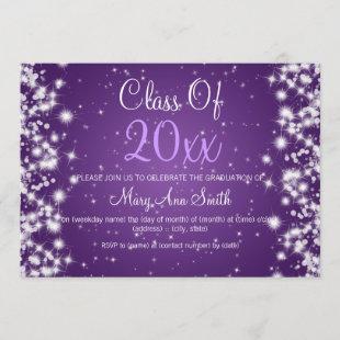 Elegant Graduation Party Winter Sparkle Purple Invitation