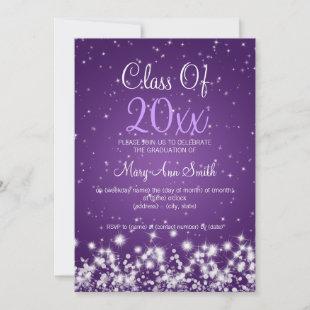 Elegant Graduation Party Winter Sparkle Purple Invitation