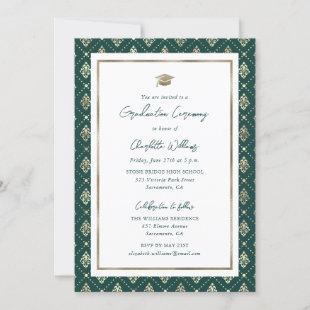 Elegant Green and Gold Graduation Ceremony Invitation