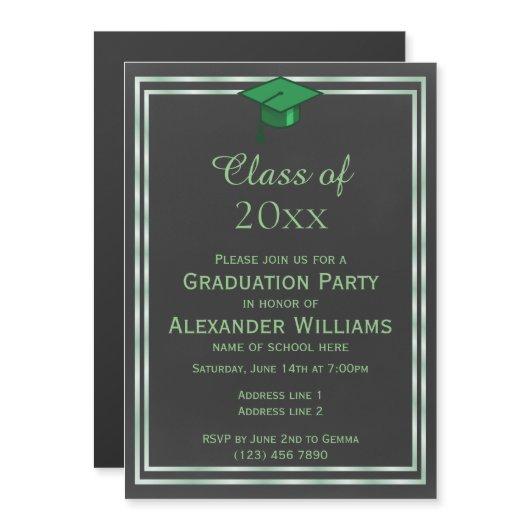 Elegant Green Double Framed Men's Graduation Magnetic Invitation