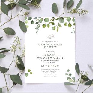 Elegant Green Eucalyptus Graduation Invitation