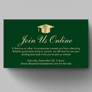 Elegant Green Gold Online Graduation Party Enclosure Card