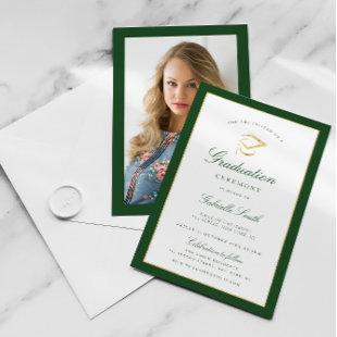 Elegant green graduation ceremony invitation
