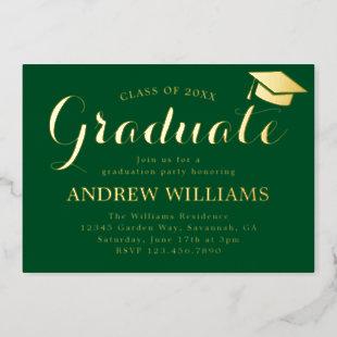 Elegant Green Graduation Party Foil Invitation