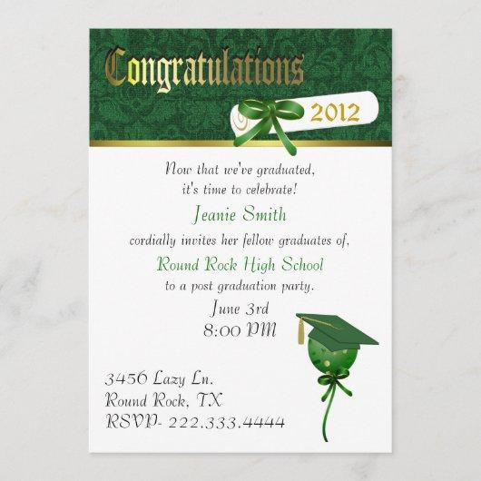 Elegant Green Graduation Party Invitation