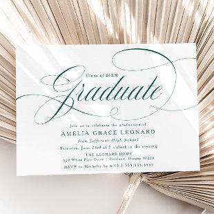 Elegant Green Script Graduation Party Invitation
