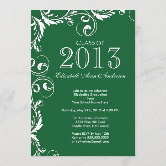 Elegant Green White Graduation Party Invitation