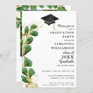 Elegant Greenery Class of 2024 Photo Graduation Invitation