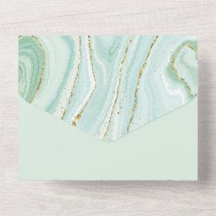 elegant hand painted liquid marble design with gli all in one invitation