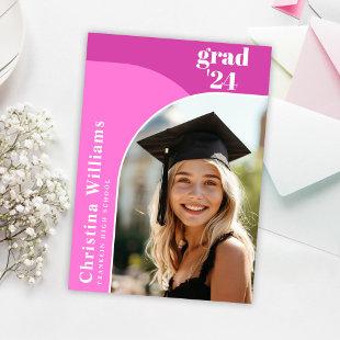 Elegant Hot Pink Arch Photo Graduation Party Invitation