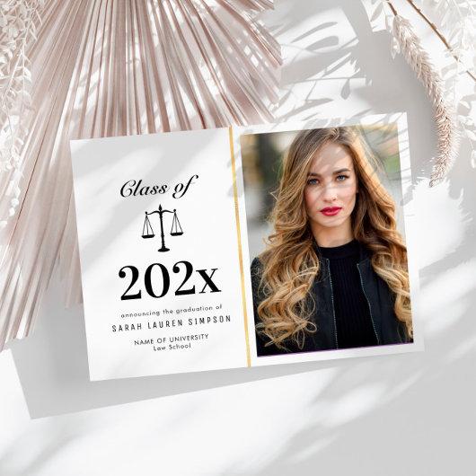 Elegant law school graduation photo announcement