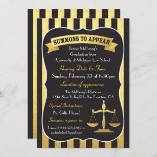 Elegant Law School Graduation Summons Invitation