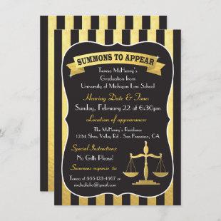 Elegant Law School Graduation Summons Invitation