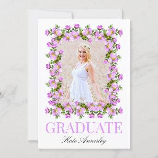 Elegant Lilac Floral Graduation Party Invitation