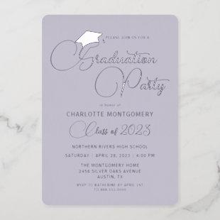 Elegant Lilac Real Foil Chic Graduation Invitation