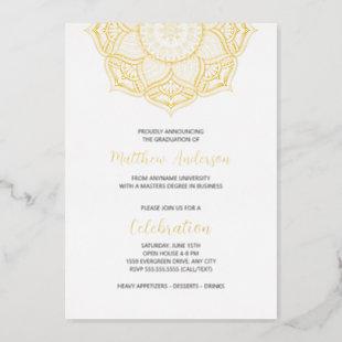 Elegant Mandala REAL GOLD FOIL graduation party Foil Invitation