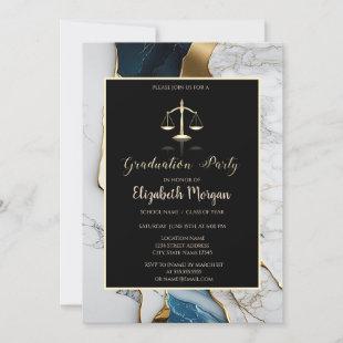 Elegant Marble Gold Law School Graduation Party Invitation