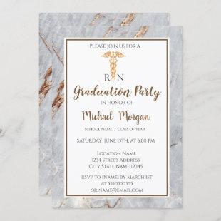 Elegant Marble Gold Nurse  Graduation Party Invitation