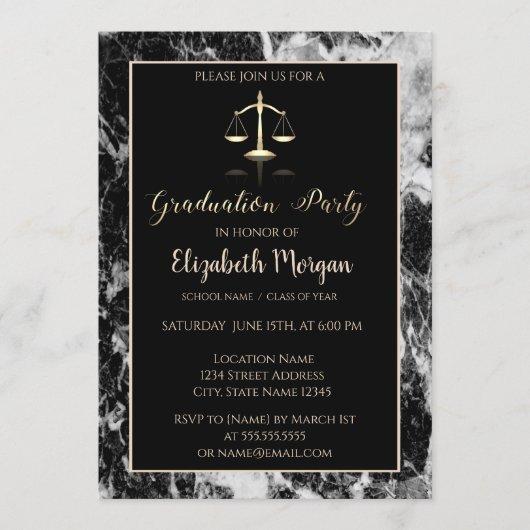 Elegant Marble Law School Graduation Party Invitation