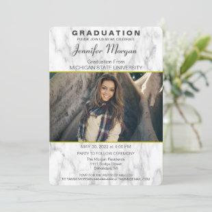 Elegant Marble Photo Graduation Invitation
