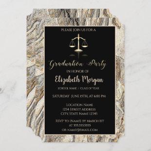 Elegant Marble Stone  Law School Graduation Party Invitation