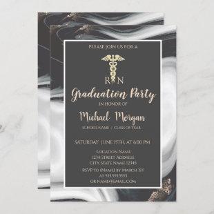 Elegant Marble Stone , Nurse  Graduation Party Invitation
