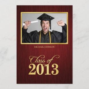 Elegant maroon and gold Class of 2013 Graduation Invitation