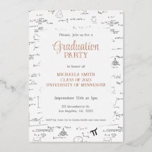 Elegant Mathematic Formulas College Graduation Foil Invitation