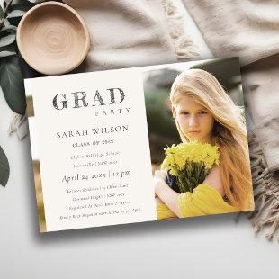 Elegant Minimal Clean Photo Graduation Party Invitation