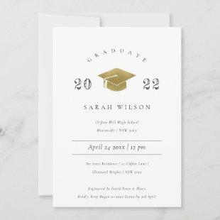 Elegant Minimal Simple Gold Foil Graduation Party Invitation
