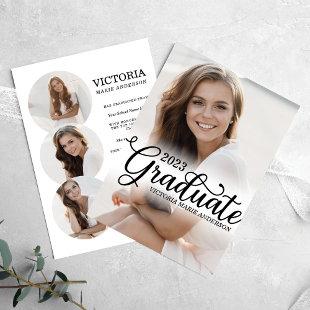 Elegant Minimal White Photo Typography Graduation Announcement