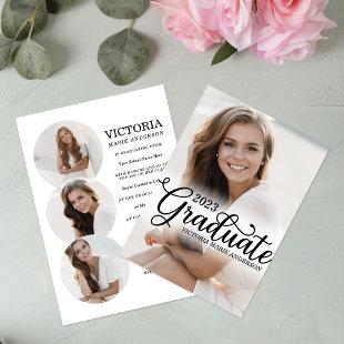 Elegant Minimal White Photo Typography Graduation Invitation