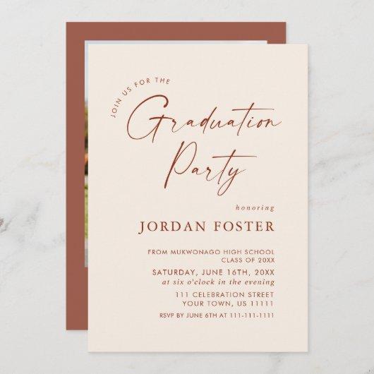 Elegant Minimalist One PHOTO Graduation Party Invitation